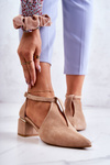 Suede Pumps On A Heel Laura Messi 2309 Light Beige