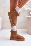 Women's Suede Snow Boots On Platform Above Ankle Camel Rianaella
