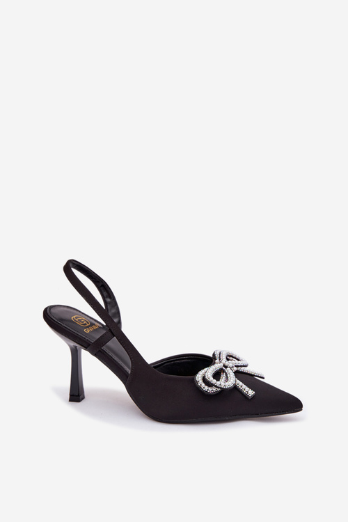 Heeled shoes with bow and open heel Black Derissa