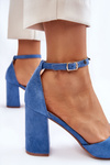 Suede Heel Pumps Blue Lexie