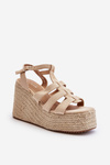 Wedge Sandals with Woven Detail Beige Gnosis