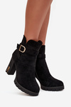 Insulated women's ankle boots with buckle Black Nolivira