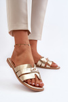 Women's Flat Sandals with Gold Decoration Kavinia
