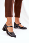 Lacquered Pumps With Strap And Buckle Black Savilae