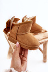 Girls' Warm Snow Boots With Bows Camel Meriva