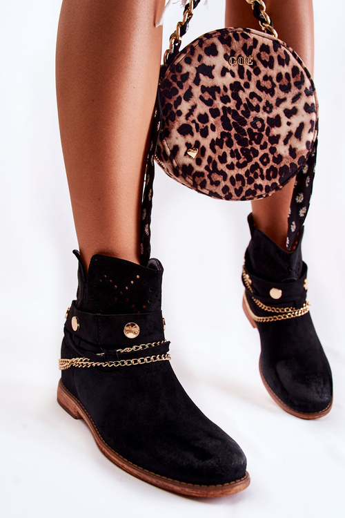 Suede Boots On Hidden Wedge Black Verine