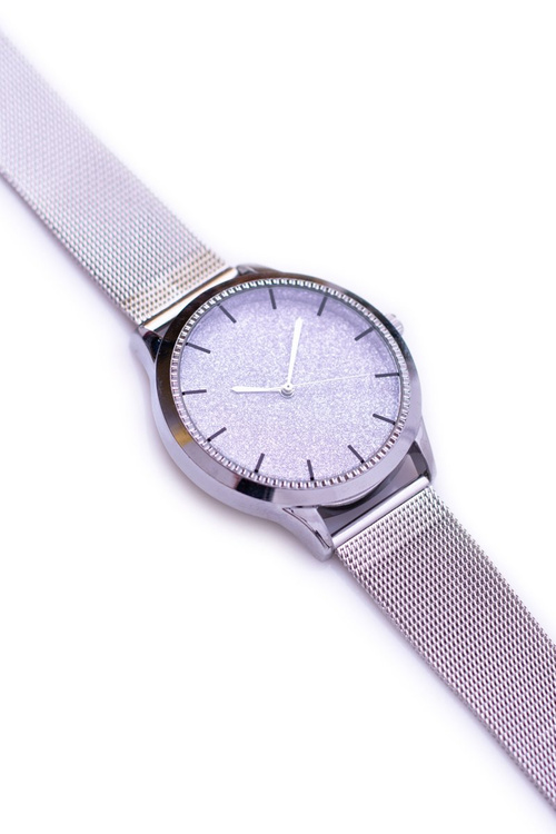 Women's Silver Watch Michael John Crux Pink Brocade