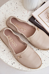 Elegant Leather Women's Espadrilles Beige Zazoo 10177
