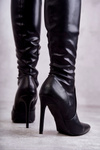 High Leather Boots On A Stiletto Heel Black Skyler 