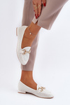 Women's Flat Heel Moccasins with Embellishment White Iluvana