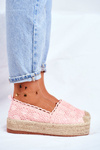 Women's Lace Espadrilles Pink Platform Desante