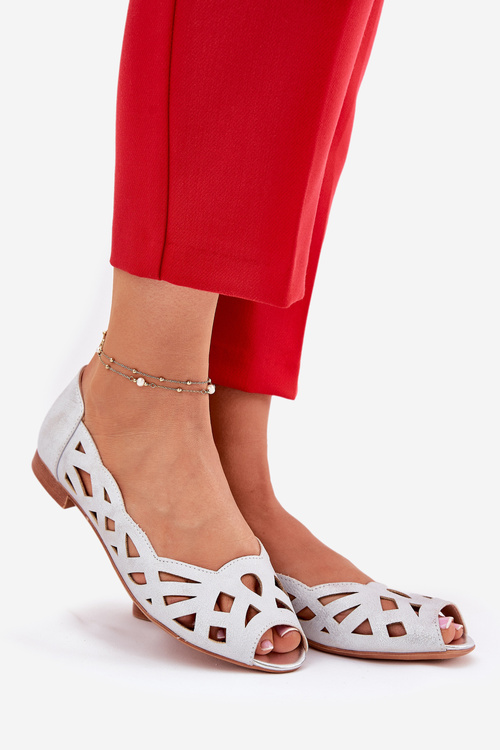 Perforated Ballerinas With Open Toes Silver Calgis