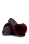 Women's Flip Flops with Natural Fur Dark Red Naturis