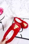 Children's Christmas Slippers With Christmas Tree Red Let It Snow