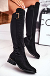 Women's Knee-Length High Boots Suede / Lycra Black Natasha