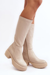 Leather Women's Knee-high Boots Lemar Light Beige Malayah