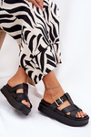 Women's Platform Sandals With Straps And Buckle Black Elimessa
