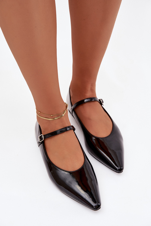 Patent leather Ballerinas with Strap Black Jarelle