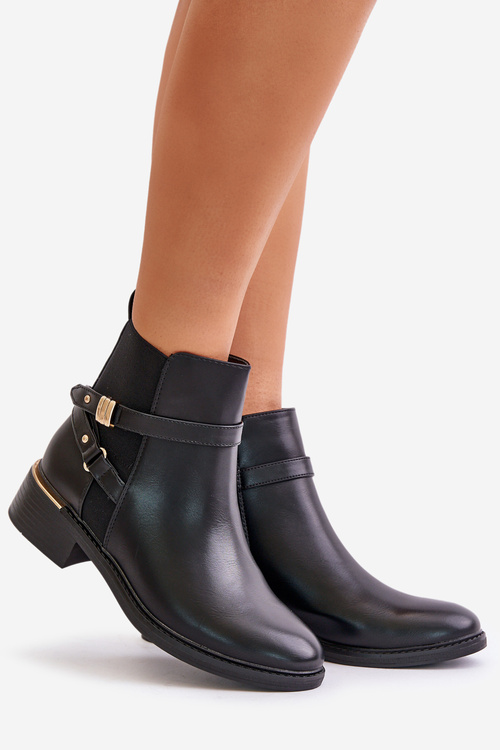 Women Boots Insulated With Decorative Straps Black Kikirra