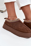 Snow boots slippers with platform with embroidery Brown Tamilda
