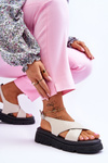 Fashionable Platform Sandals Beige Chester