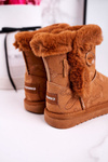 Children's Snow Boots With Fur And Button Camel Kawai