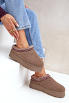 Snow Boots Slippers On A Platform With Sheepskin Brown Ovirissa