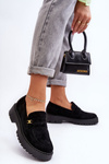 Decorated Suede Moccasins Black Esperta