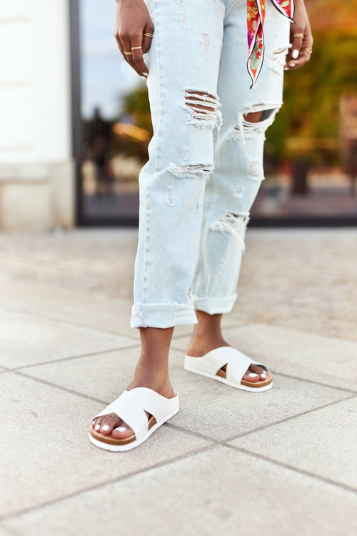 Leather Profiled Slippers Big Star HH274647 White