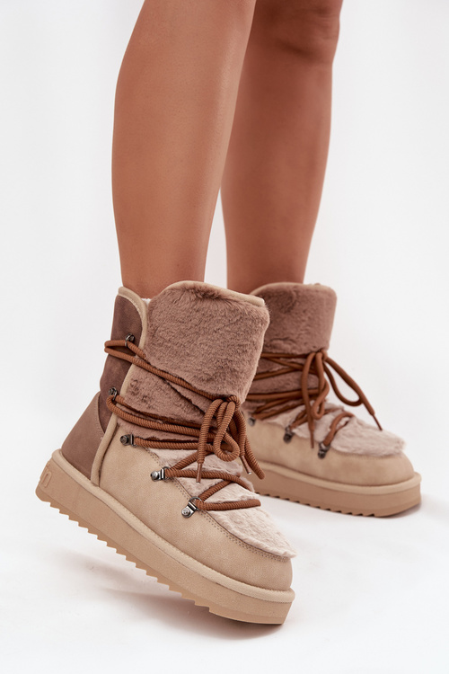 Damskie Śniegowce Z Futerkiem Beżowe D.Franklin DFSH370012