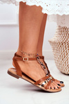 Elegant Sandals With Snake Pattern Brown Brooke