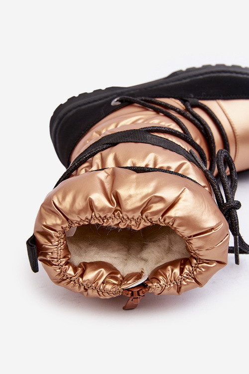 Kids Waterproof Snow Boots Lined With Wool Gold Romaine