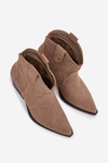 Slip-on Women's Cowboy Boots Made of Natural Suede Beige Beretta