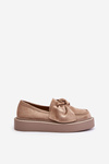 Womens Moccasins On Platform With Bow Beige Naivine