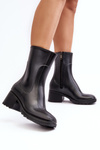 Women's Matte Boots Botki On Heel Black Bertaida
