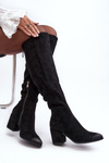 Women's Suede Over-the-Knee Boots Black Favana