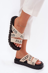 Women's Slippers With Fabric Straps Paris On Platform Beige Celinea