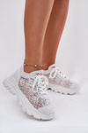 Women's Sneakers With Crochet Upper White Jelhiris