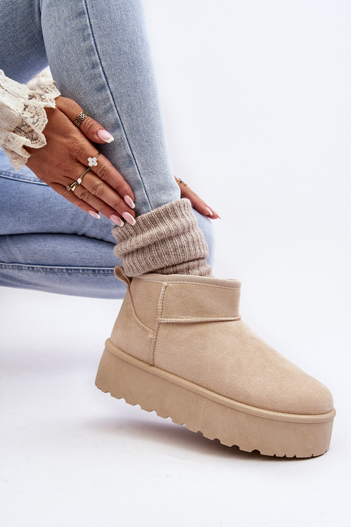 Women's Suede Snow Boots on Platform Light Beige Corcoran