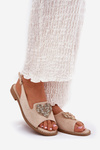 Women's Sandals With Decorative Heart S.Barski KV27-018 Beige