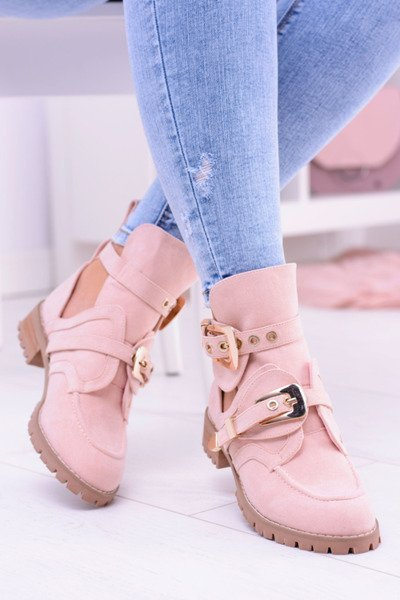 Lu Boo Pink Suede Boots With Cutouts Rock Girl