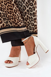 Ladies Sandals On Heel And Platform Eco Leather White Lomman