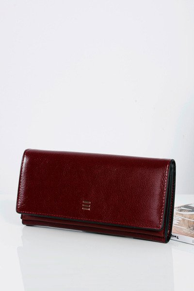 Duży Damski Bordowy Modny Portfel