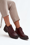 Low Insulated Women's Ankle Boots on Block Heel with Decorative Strap Bordeaux Therisse