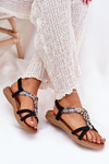 Flat Women's Sandals With Decorations Artiker 54C1334 Black