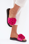 Ladies slippers adorned with flowers fuchsia Cellanen