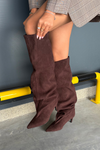 Women's High Heel Ankle Boots Slip-On Chocolate Mavilla