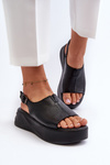 Women's Leather Platform Sandals D&A SJ2301-2 Black