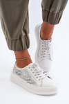Sneakersy Skóra Platforma Damskie Białe S.Barski LR505