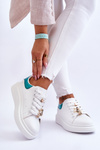Women's Sports Shoes On A Massive Platform White And Green Chante
